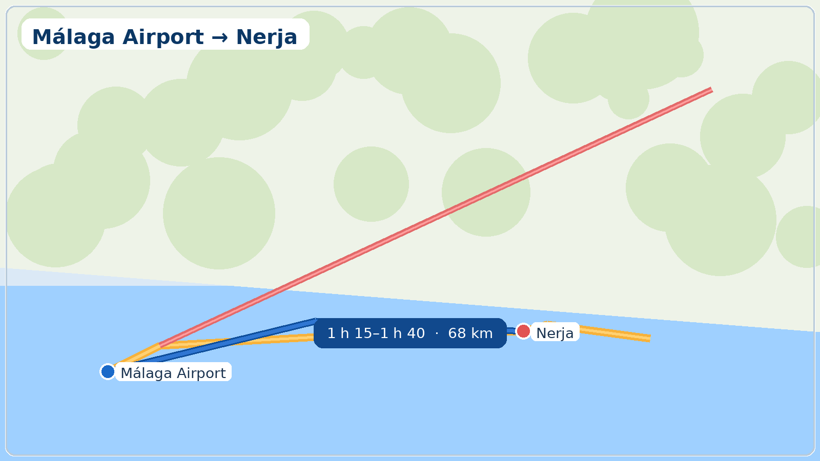 Slik reiser du fra Málaga Airport til Nerja map
